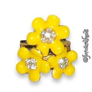 Bundle Sale 3 for $15 | Enamel Flower Ring | Rhinestones | Size 7